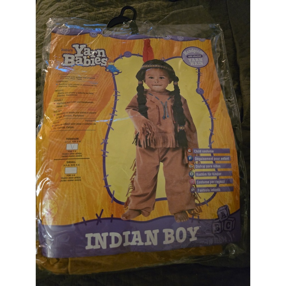Yarn Babies Indian Boy Toddler Child Halloween Costume small 4-6 Native American